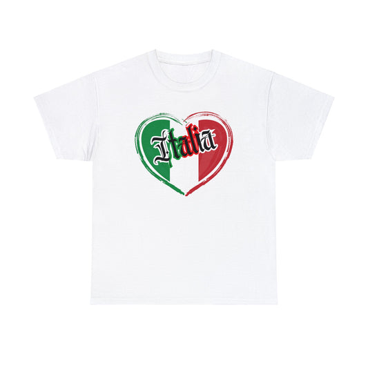 Italia with Italian flag heart - Unisex Heavy Cotton Tee