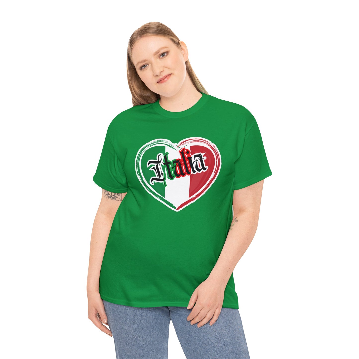 Italia with Italian flag heart - Unisex Heavy Cotton Tee