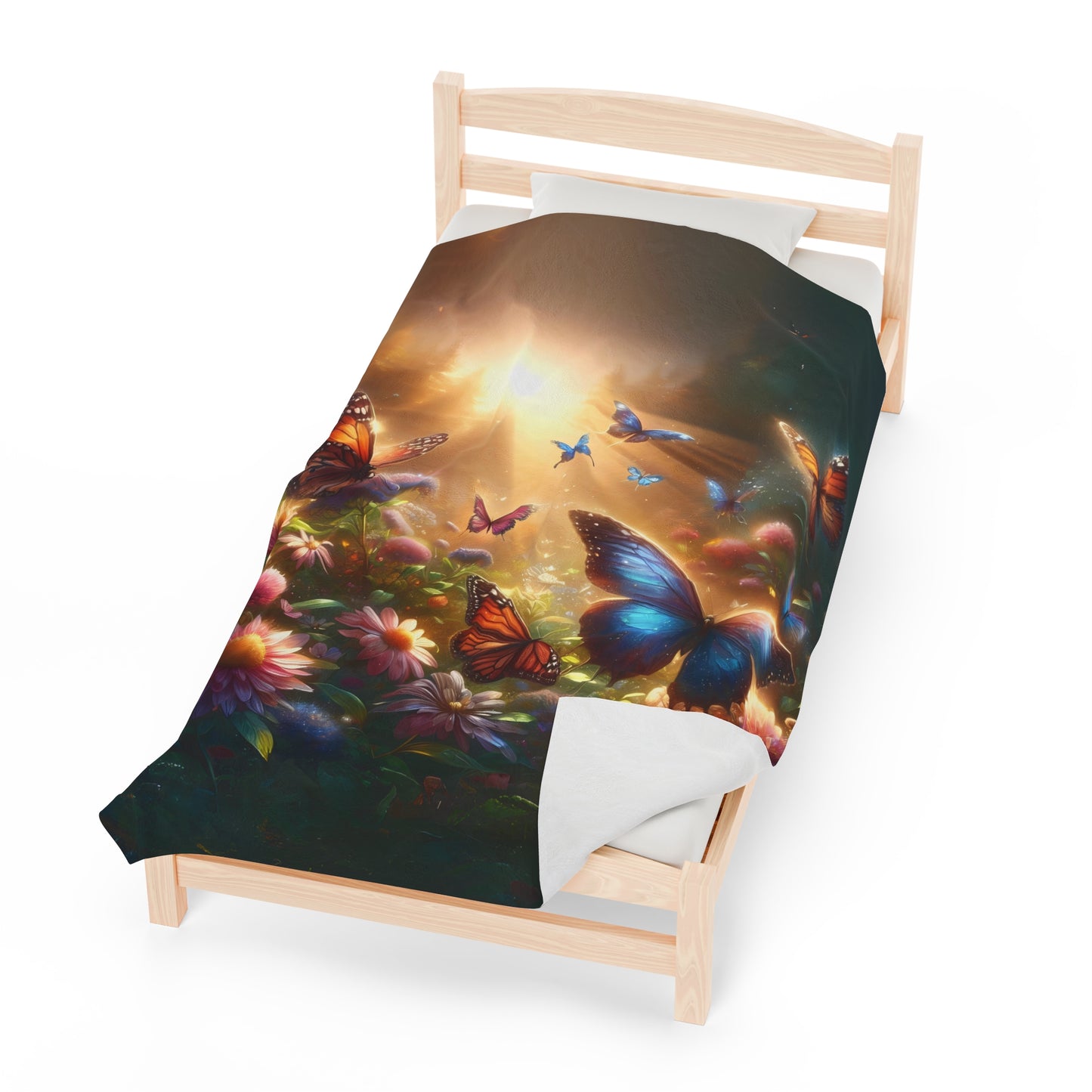 Butterflies in Rays of Sunshine - Velveteen Plush Blanket