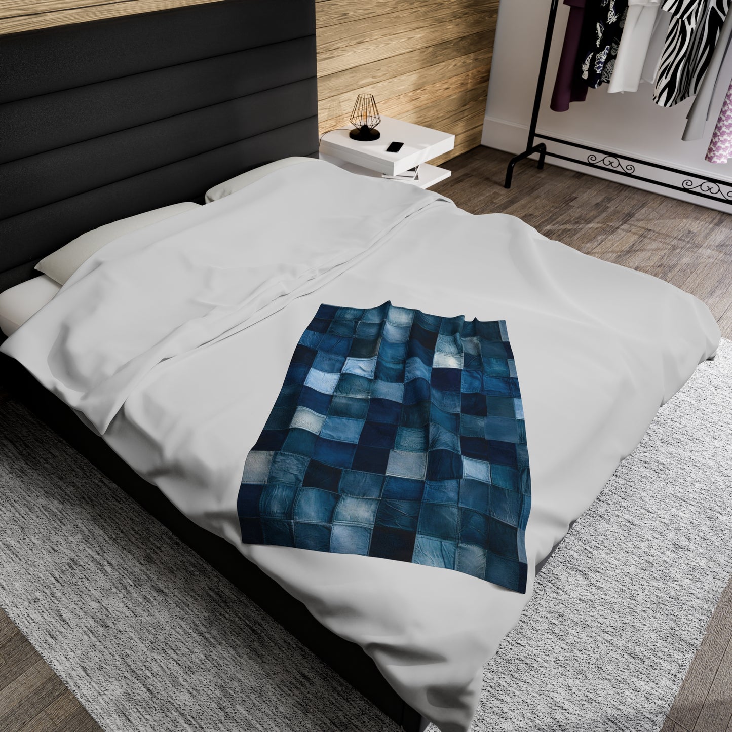Patchwork Denim Printed - Velveteen Plush Blanket