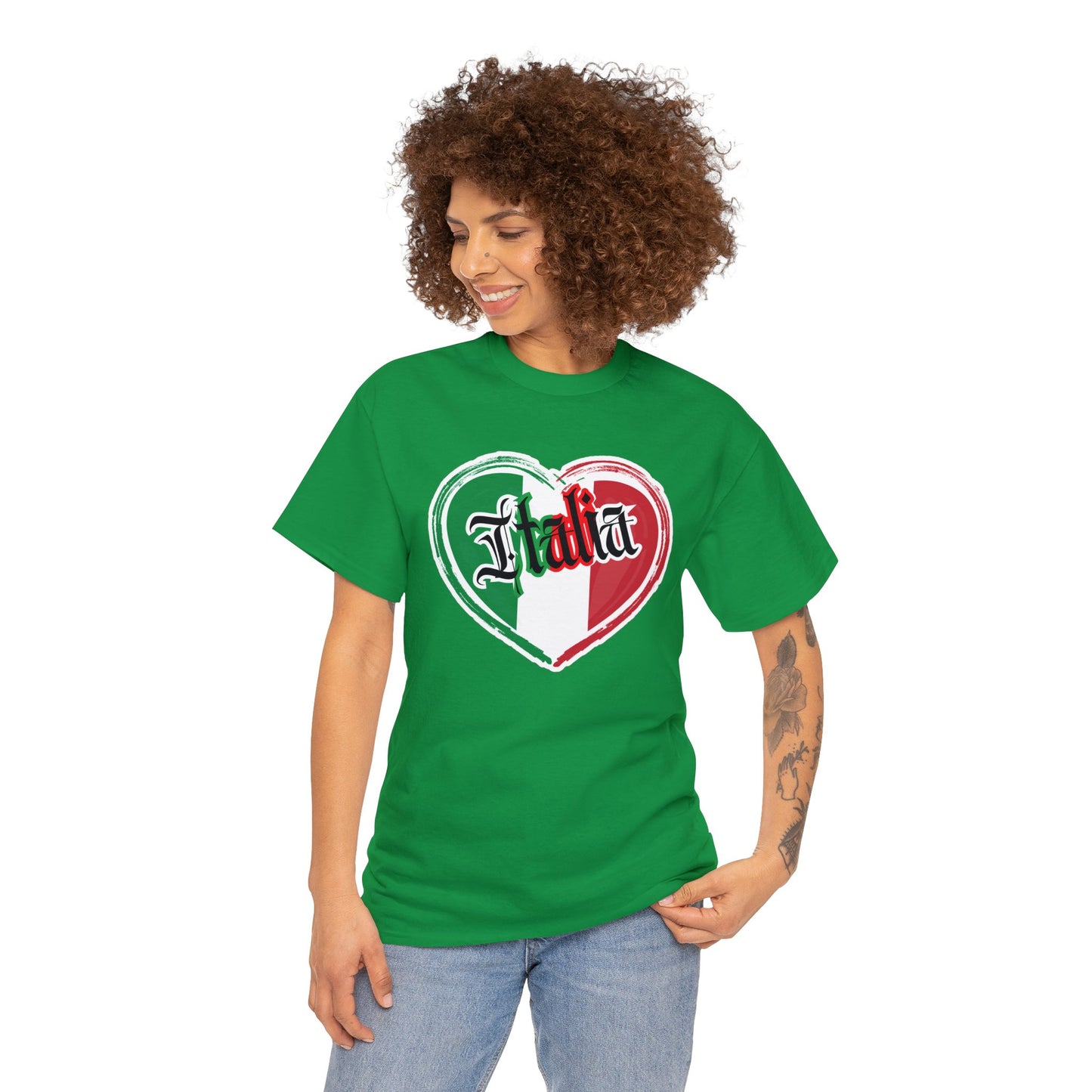 Italia with Italian flag heart - Unisex Heavy Cotton Tee