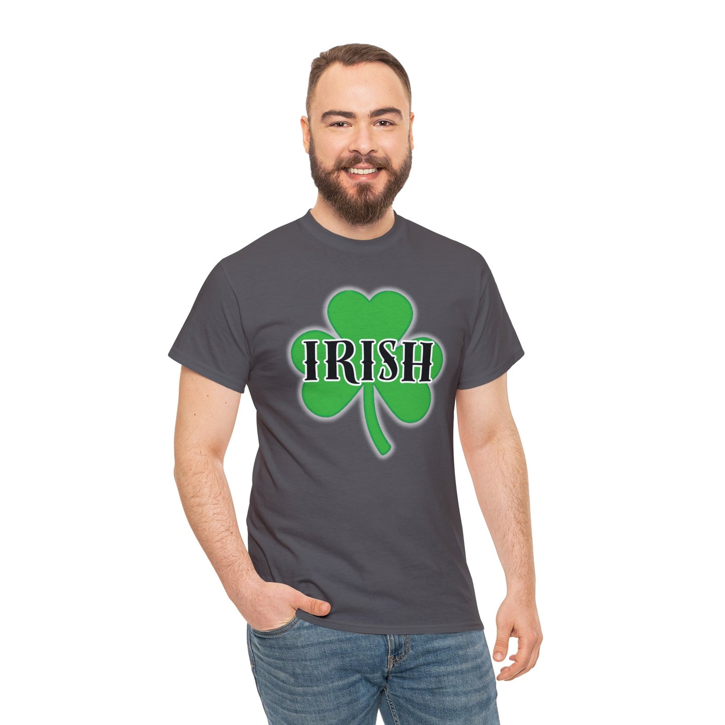 Irish w/ Clover behind - Unisex Heavy Cotton Tee