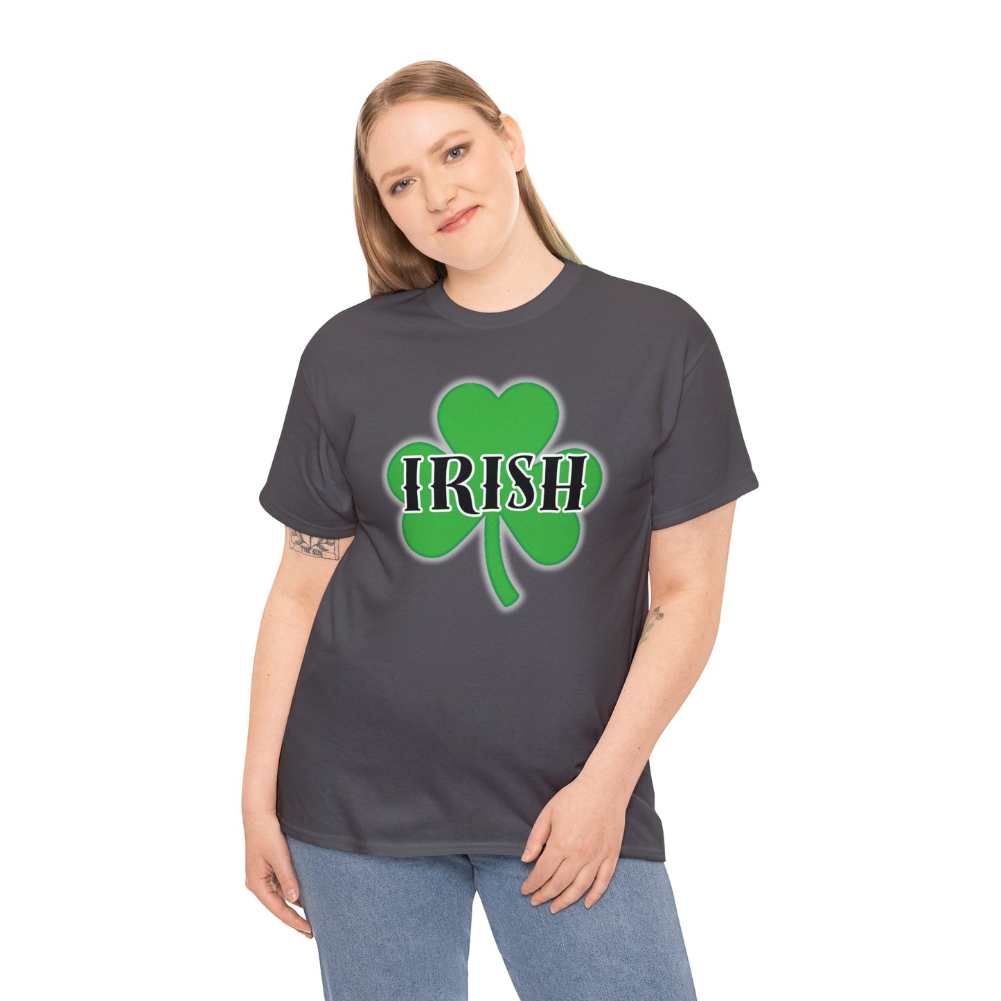 Irish w/ Clover behind - Unisex Heavy Cotton Tee