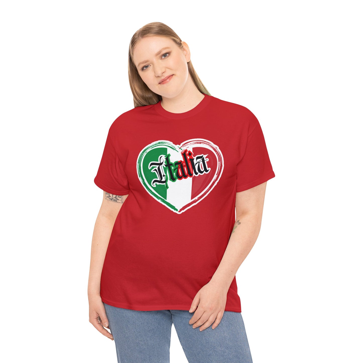 Italia with Italian flag heart - Unisex Heavy Cotton Tee