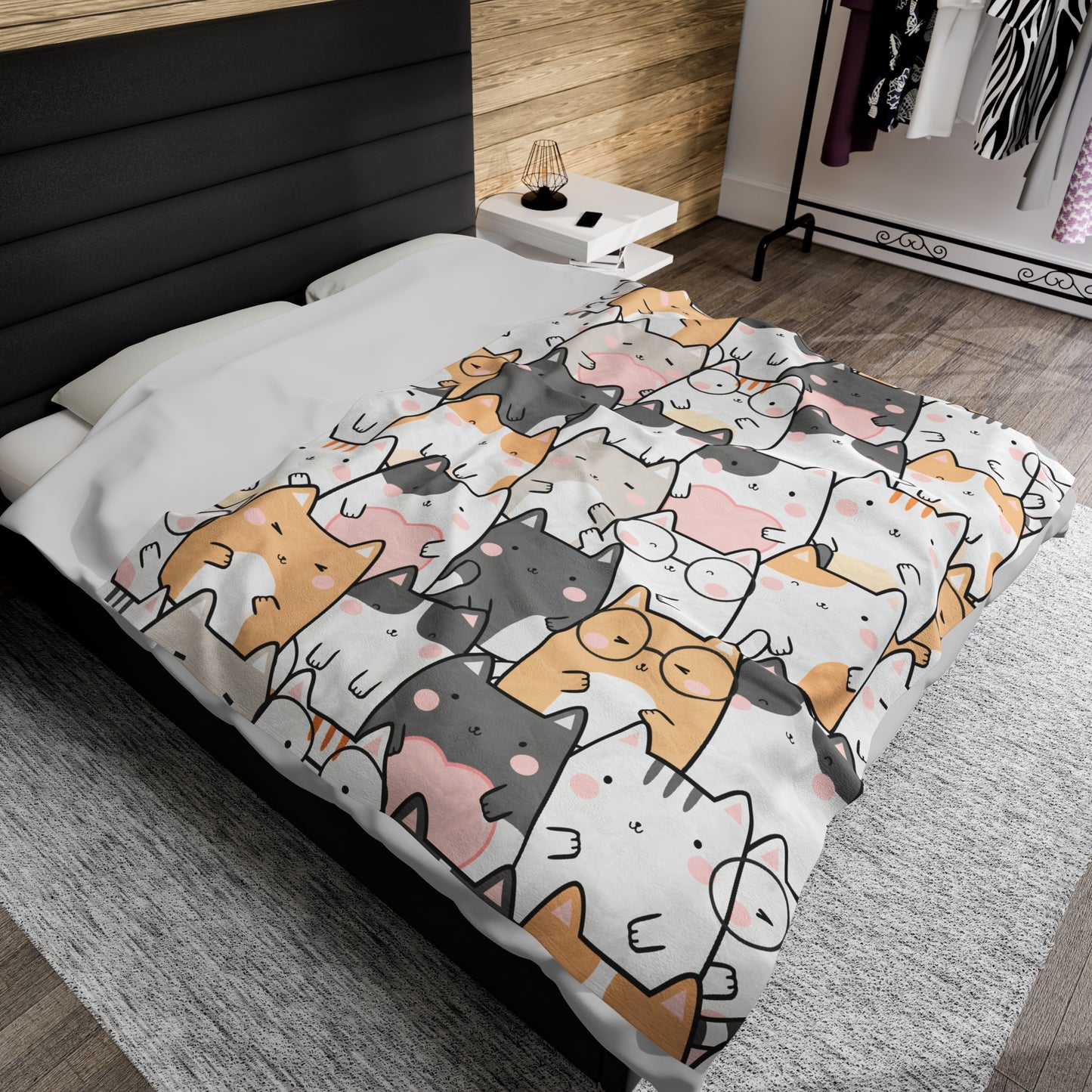Kawaii Cute Cats - Velveteen Plush Blanket