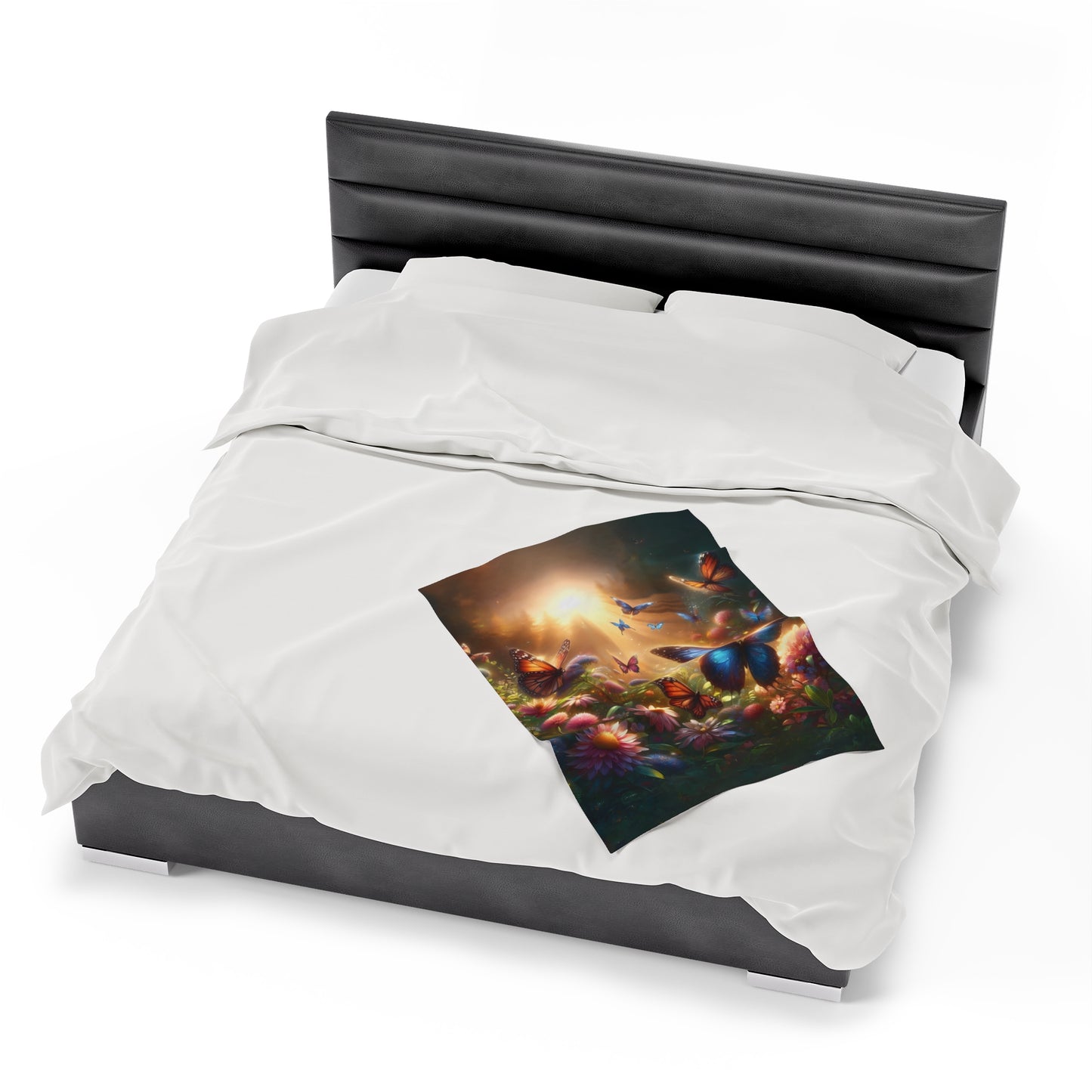 Butterflies in Rays of Sunshine - Velveteen Plush Blanket
