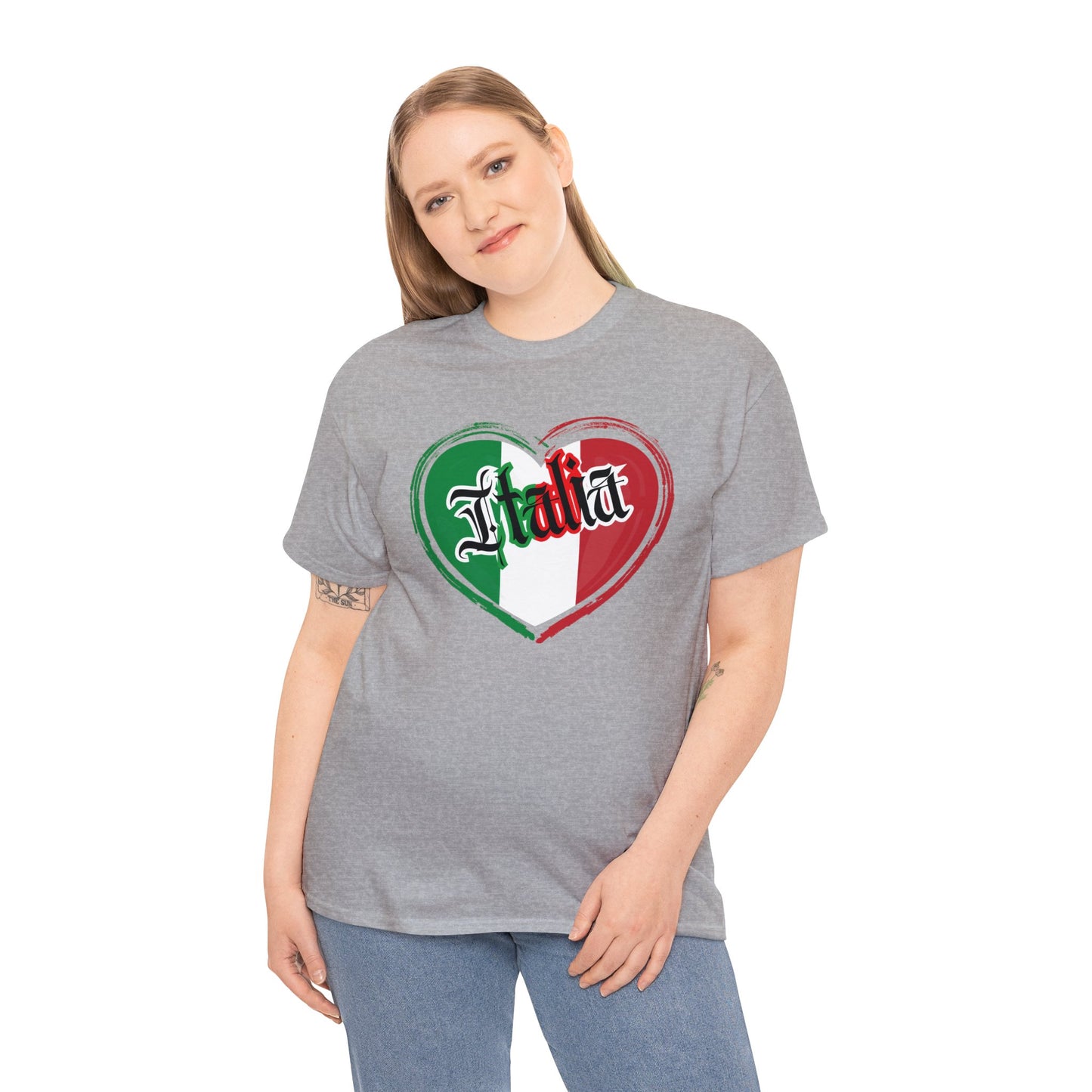 Italia with Italian flag heart - Unisex Heavy Cotton Tee