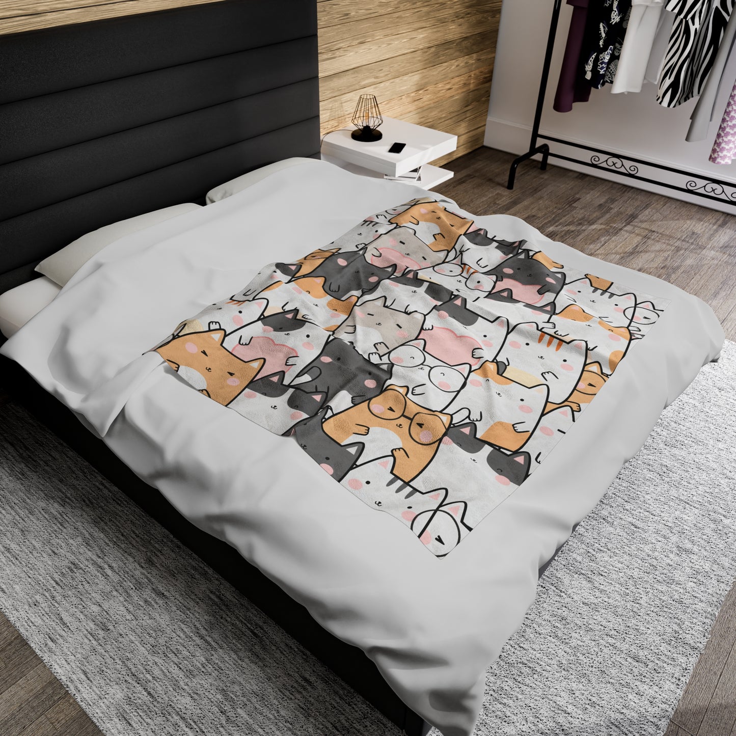 Kawaii Cute Cats - Velveteen Plush Blanket