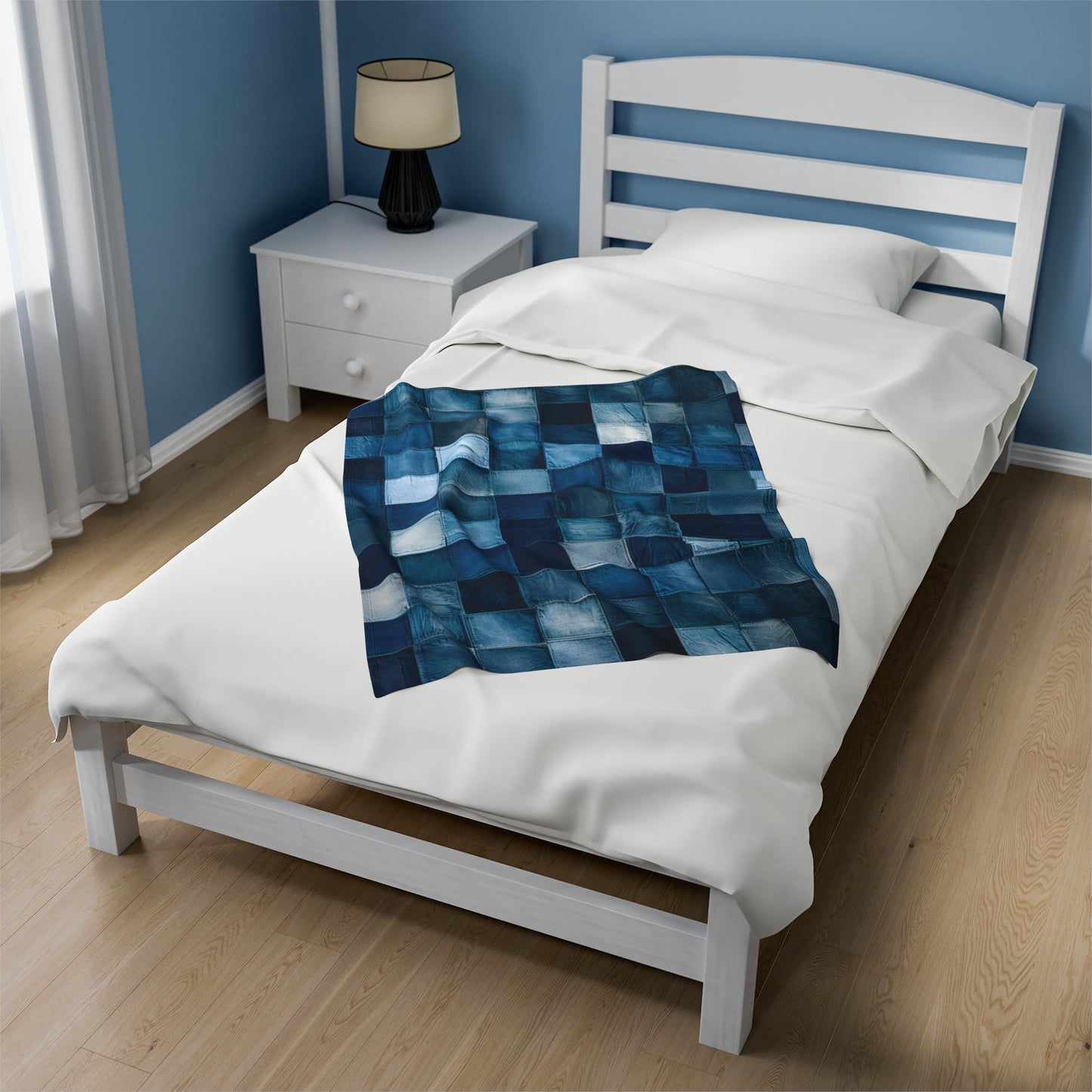 Patchwork Denim Printed - Velveteen Plush Blanket