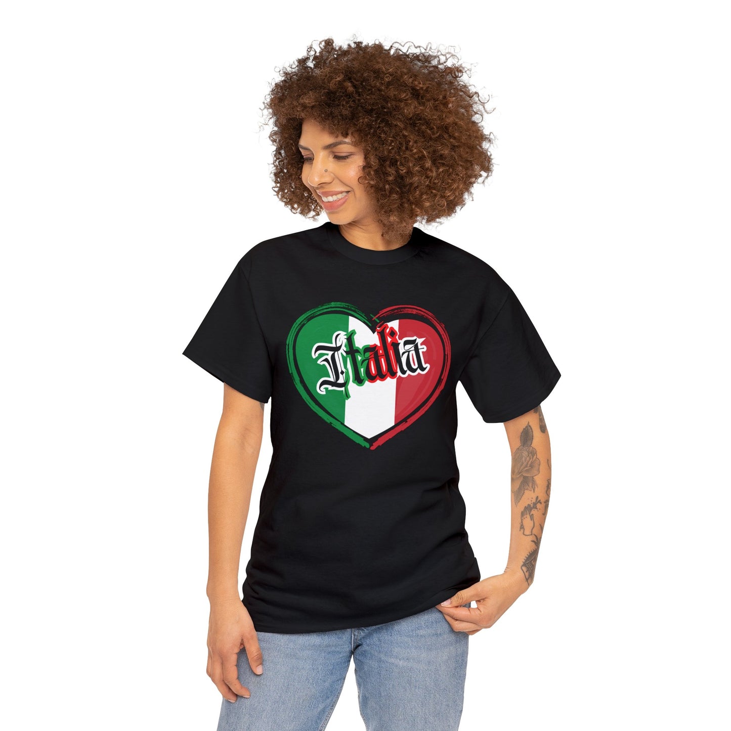 Italia with Italian flag heart - Unisex Heavy Cotton Tee