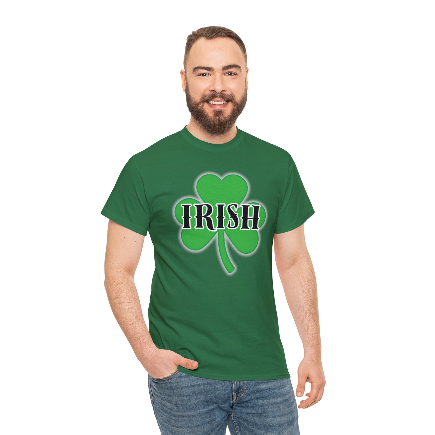 Irish w/ Clover behind - Unisex Heavy Cotton Tee