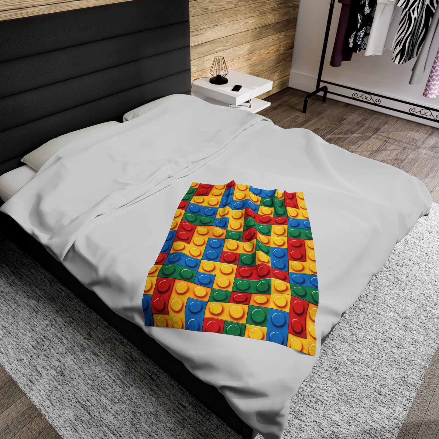 Building Blocks Random Pattern - Velveteen Plush Blanket
