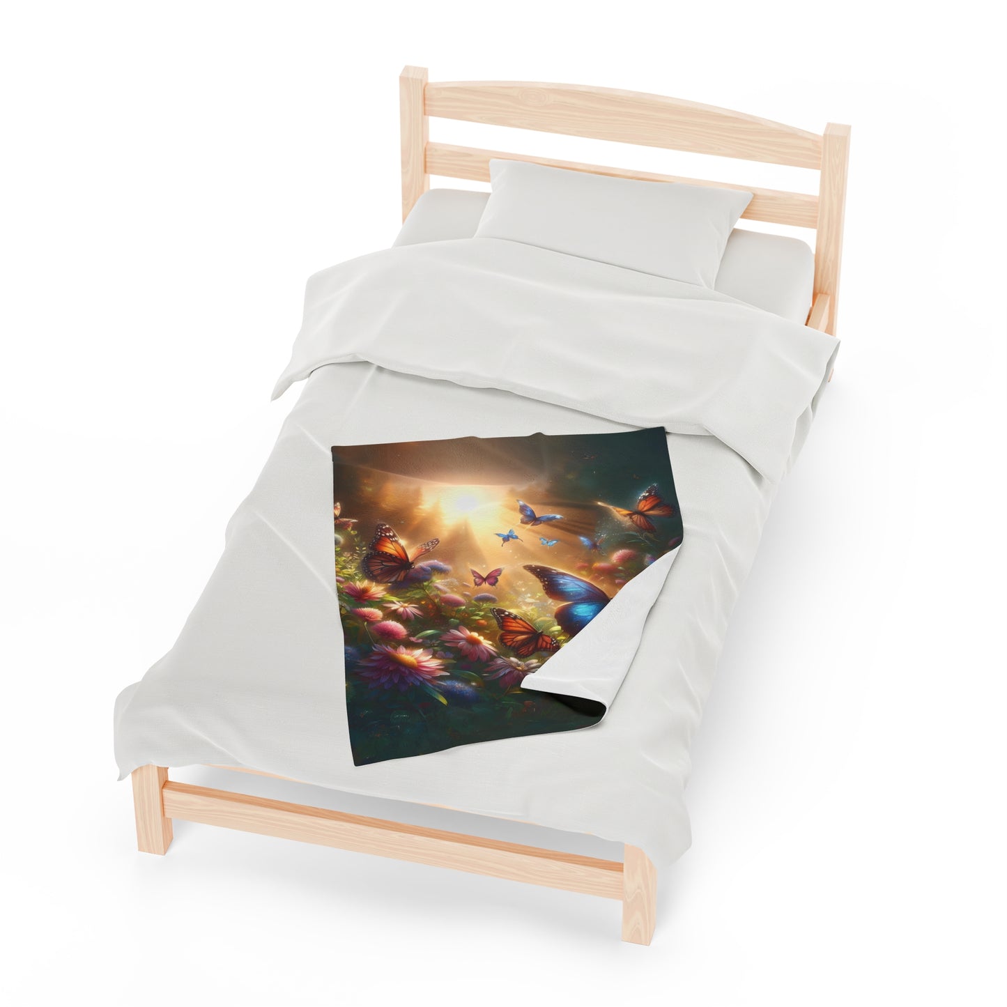 Butterflies in Rays of Sunshine - Velveteen Plush Blanket