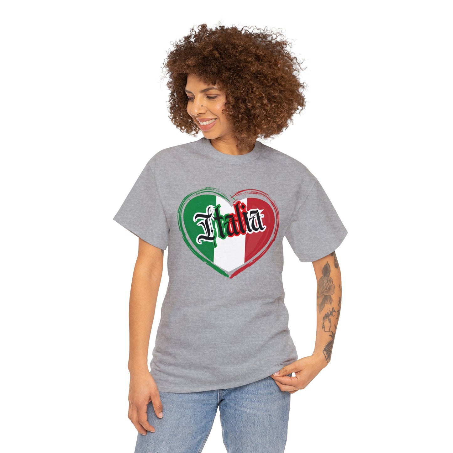 Italia with Italian flag heart - Unisex Heavy Cotton Tee