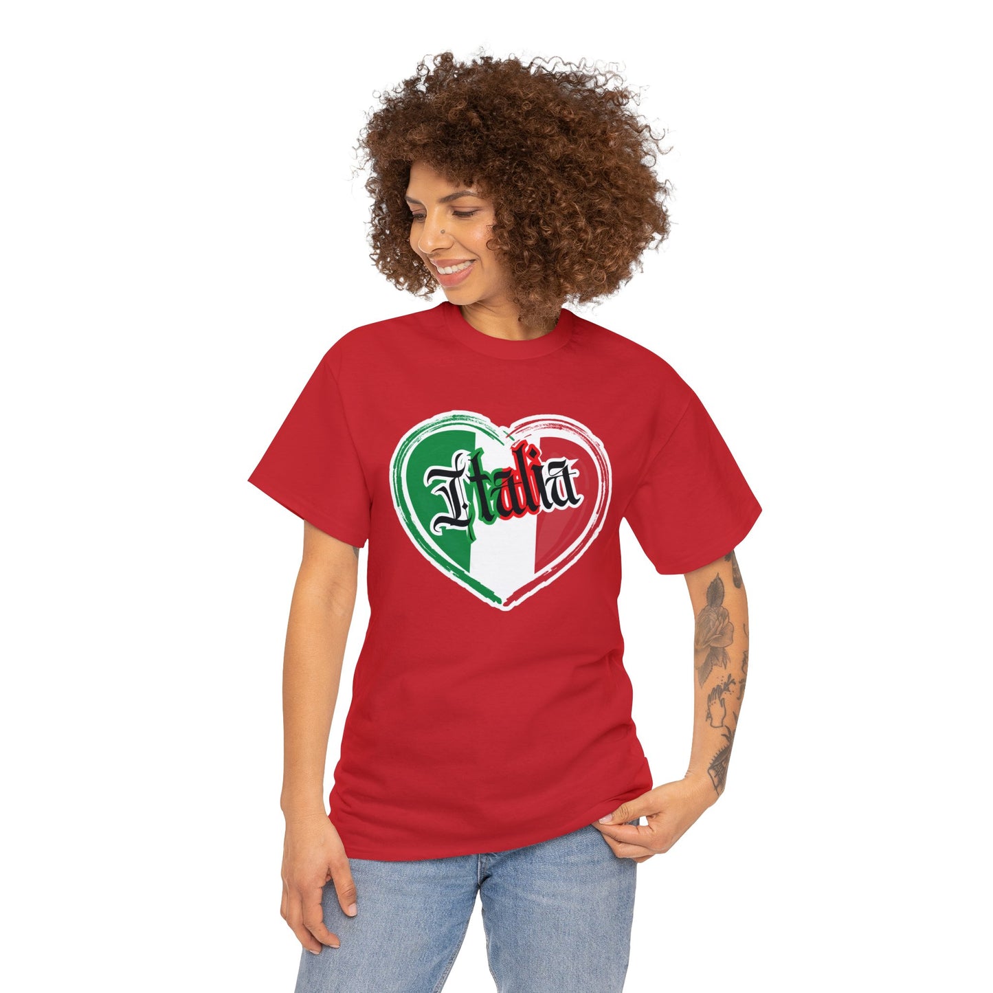 Italia with Italian flag heart - Unisex Heavy Cotton Tee