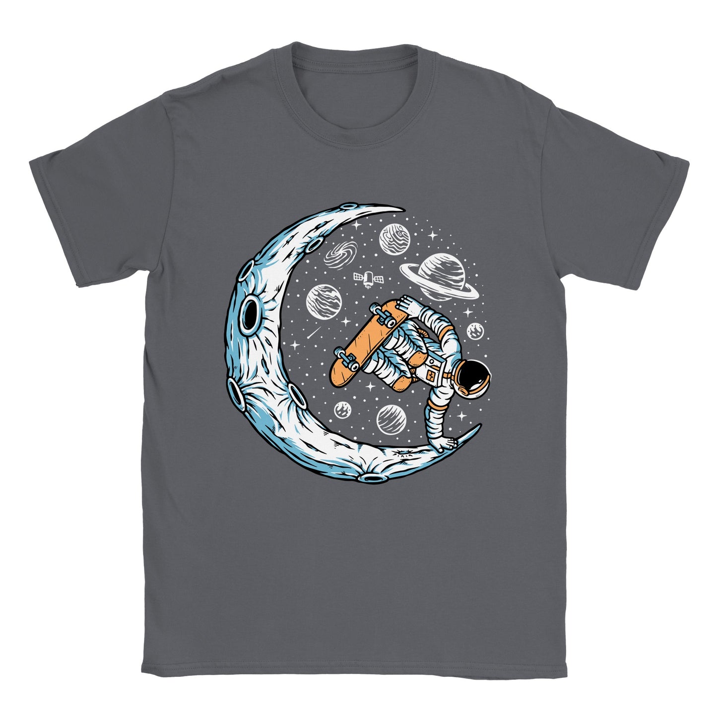 Astronaut Skateboarding a Half-pipe Moon - Classic Unisex Crewneck T-shirt