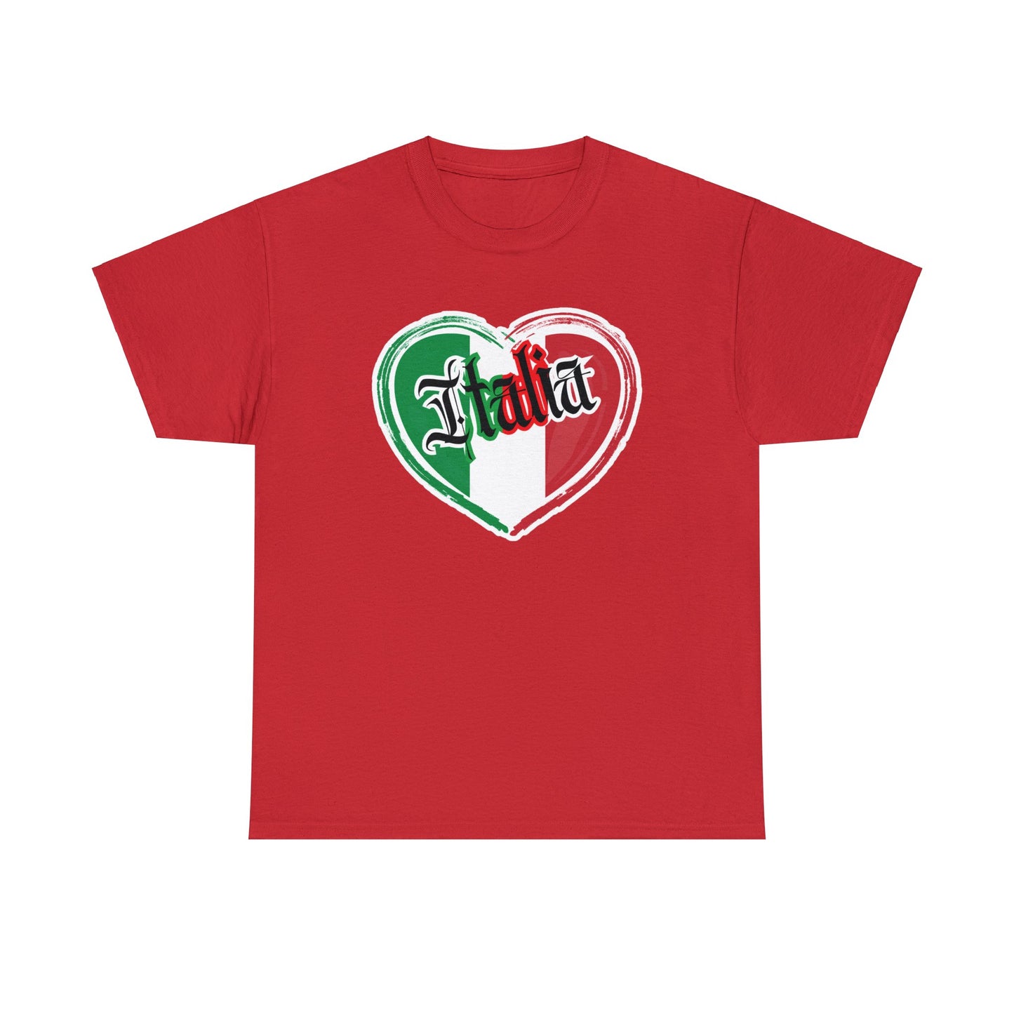 Italia with Italian flag heart - Unisex Heavy Cotton Tee