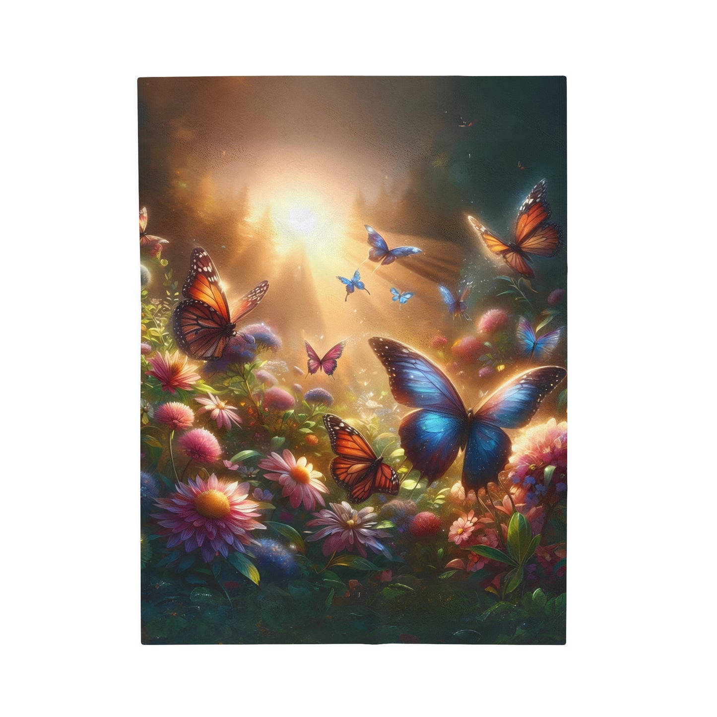 Butterflies in Rays of Sunshine - Velveteen Plush Blanket