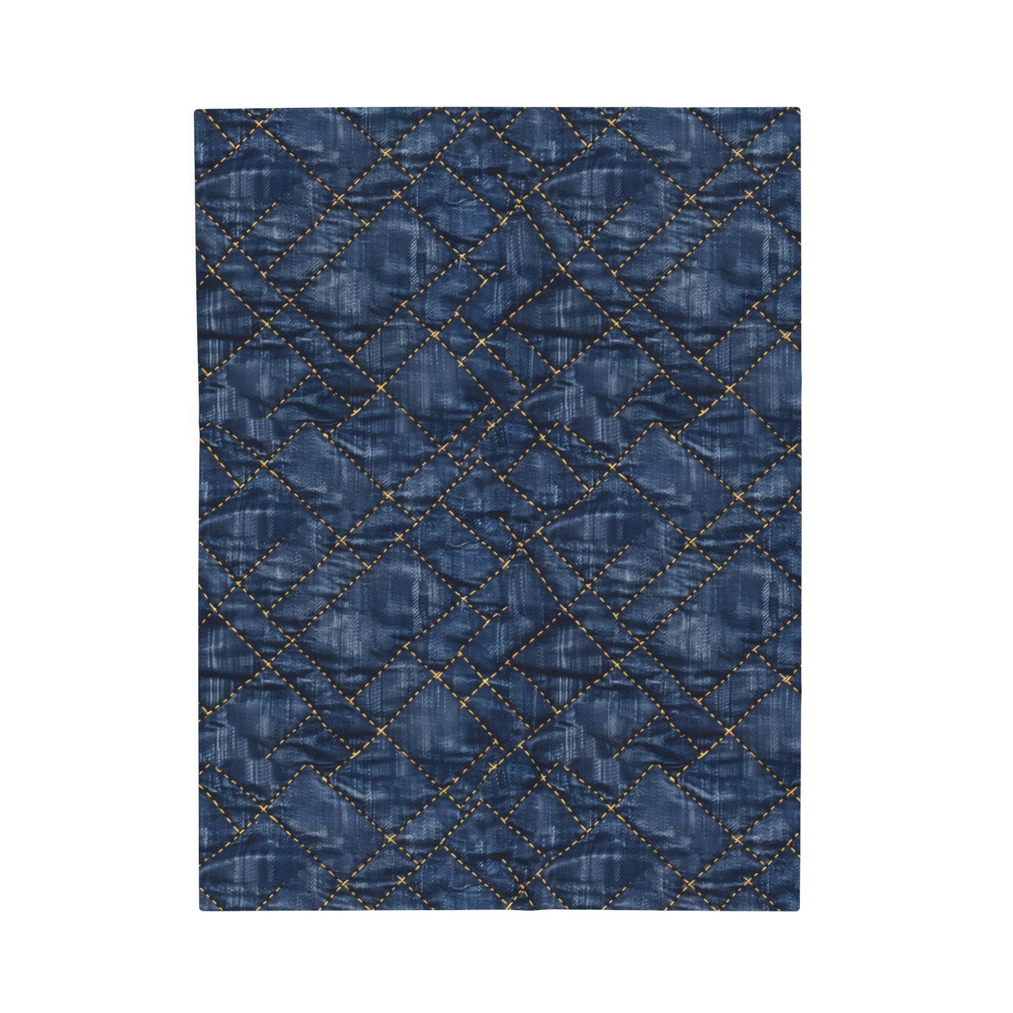 Quilty Blue Jean Textured Print - Velveteen Plush Blanket