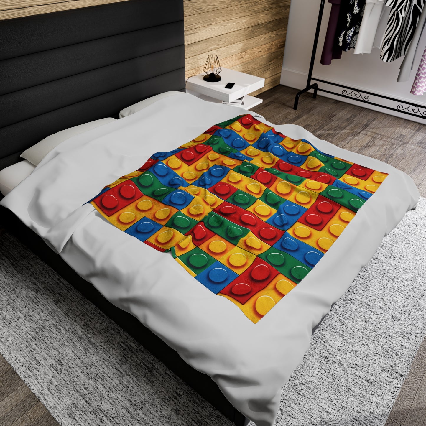 Building Blocks Random Pattern - Velveteen Plush Blanket