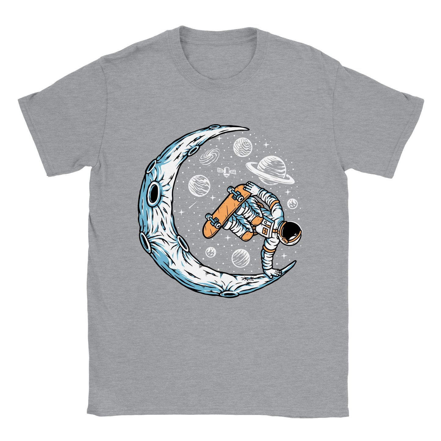 Astronaut Skateboarding a Half-pipe Moon - Classic Unisex Crewneck T-shirt