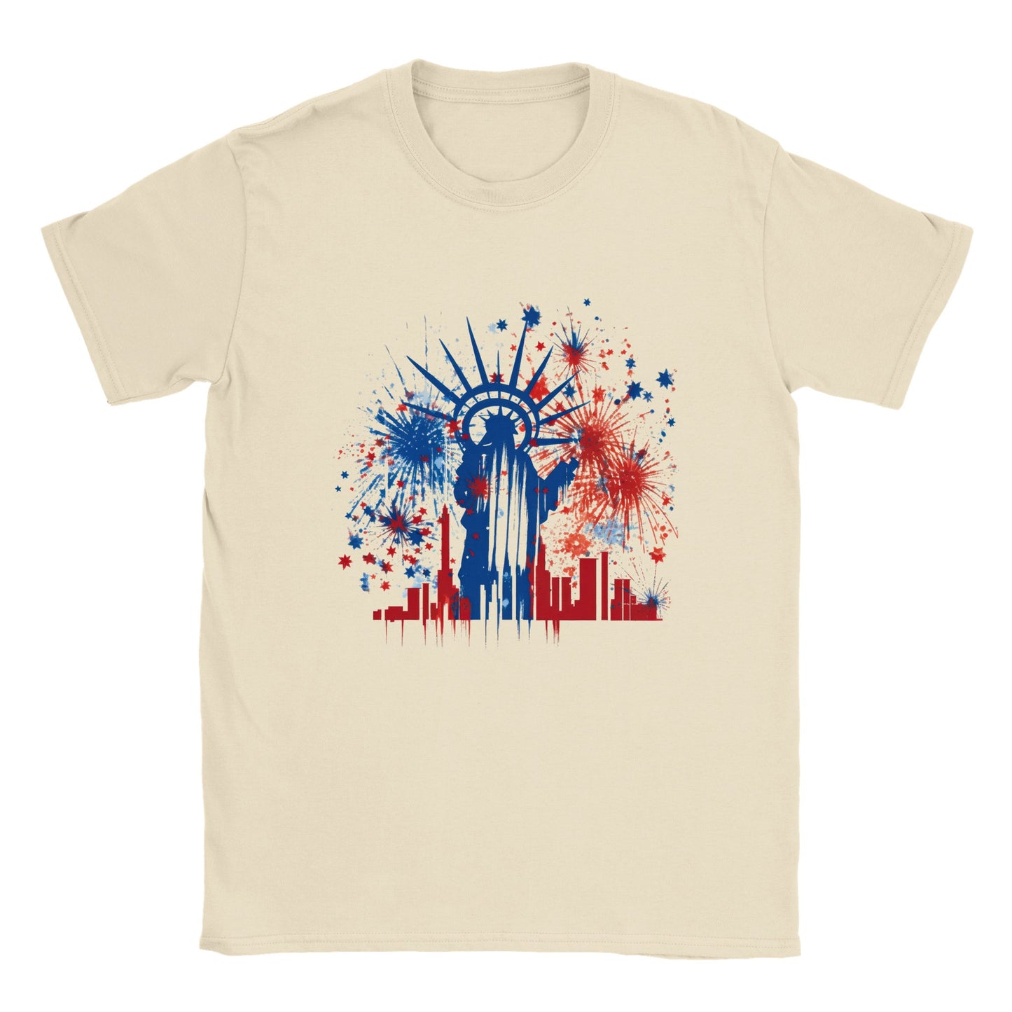 4th Fireworks with Statue of Liberty Abstract - Classic Unisex Crewneck T-shirt