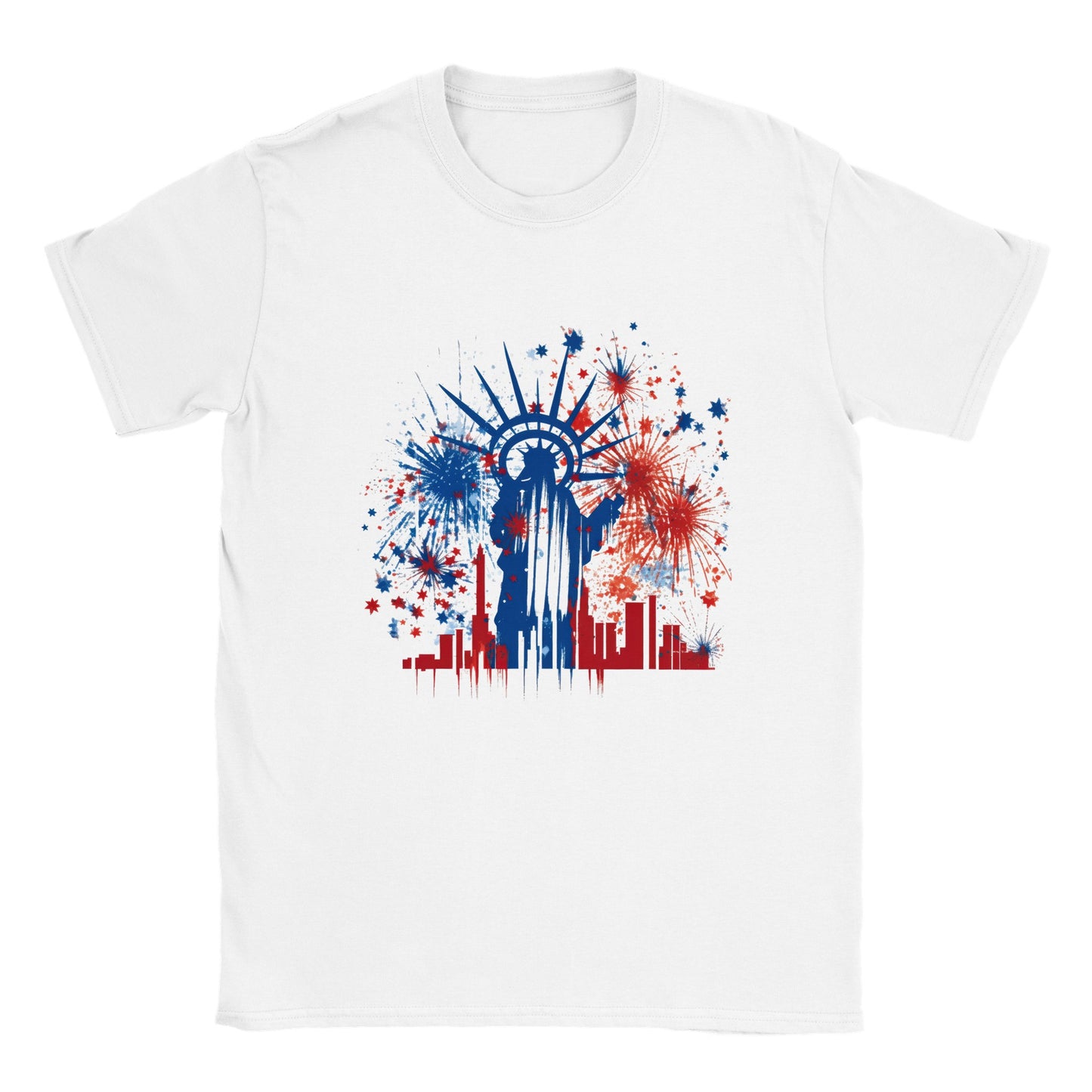 4th Fireworks with Statue of Liberty Abstract - Classic Unisex Crewneck T-shirt