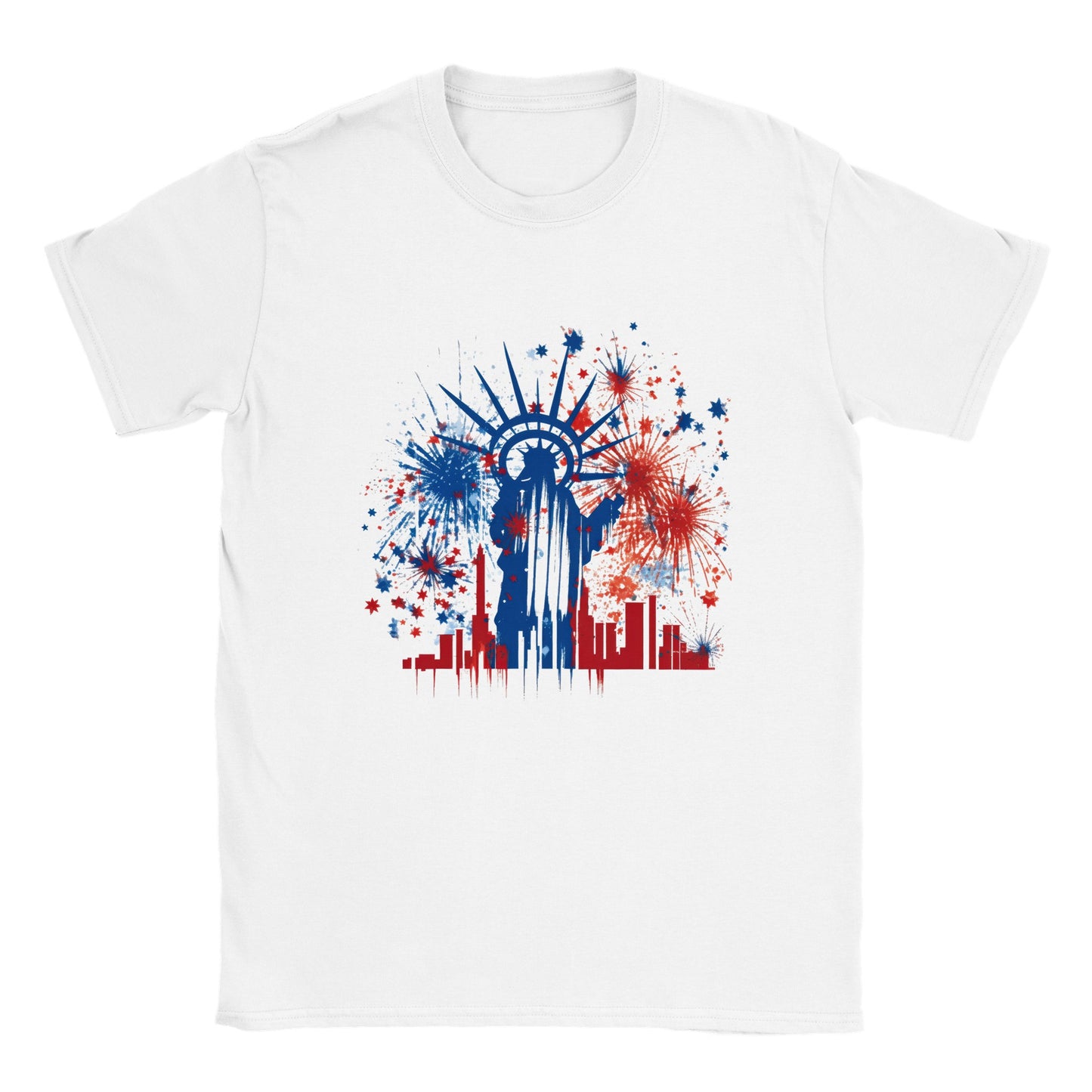 4th Fireworks with Statue of Liberty Abstract - Classic Unisex Crewneck T-shirt