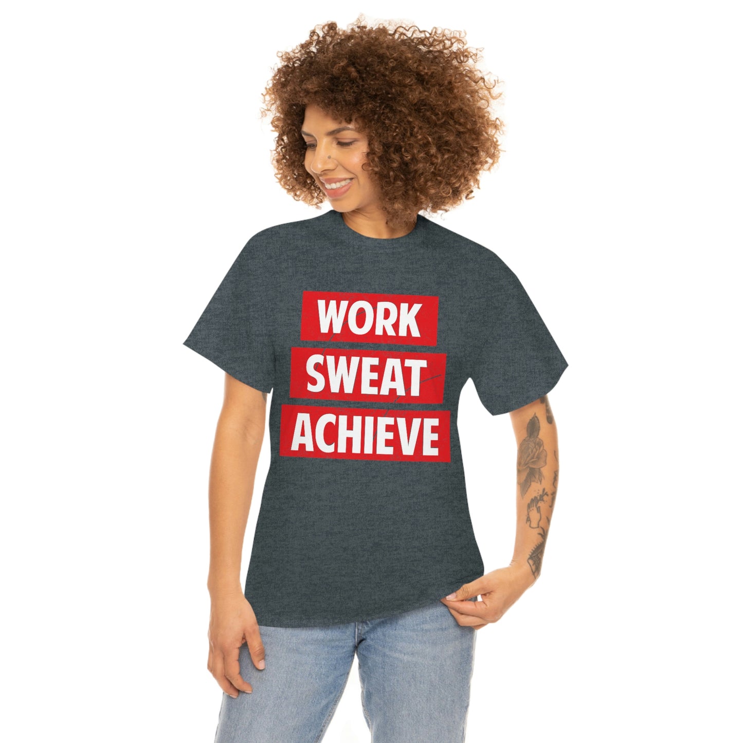Work, Sweat, Achieve - Unisex Heavy Cotton T-shirt