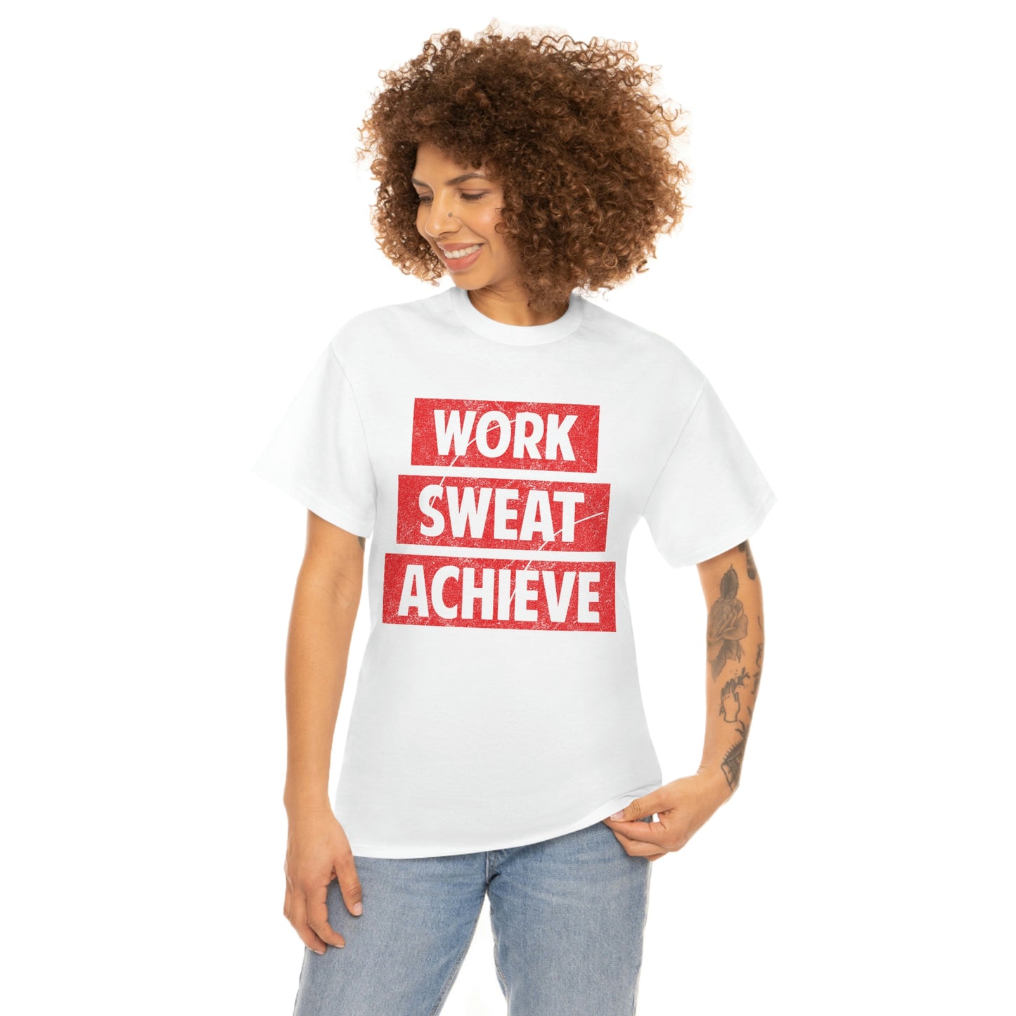 Work, Sweat, Achieve - Unisex Heavy Cotton T-shirt