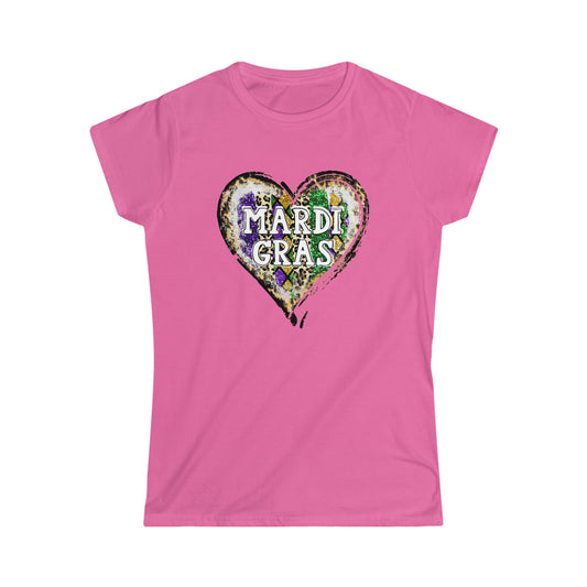 Mardi Gras Heart - Women's Softstyle Tee