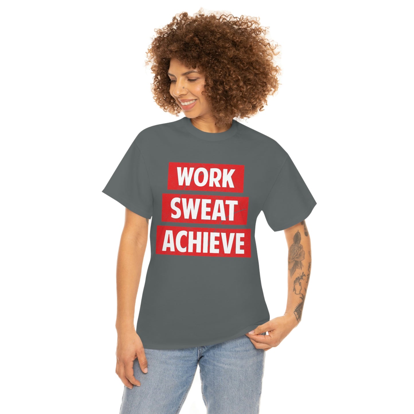 Work, Sweat, Achieve - Unisex Heavy Cotton T-shirt