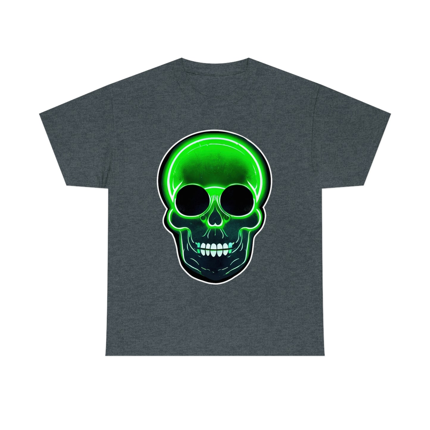Skull with bright green - Unisex Heavy Cotton Tee
