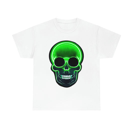 Skull with bright green - Unisex Heavy Cotton Tee