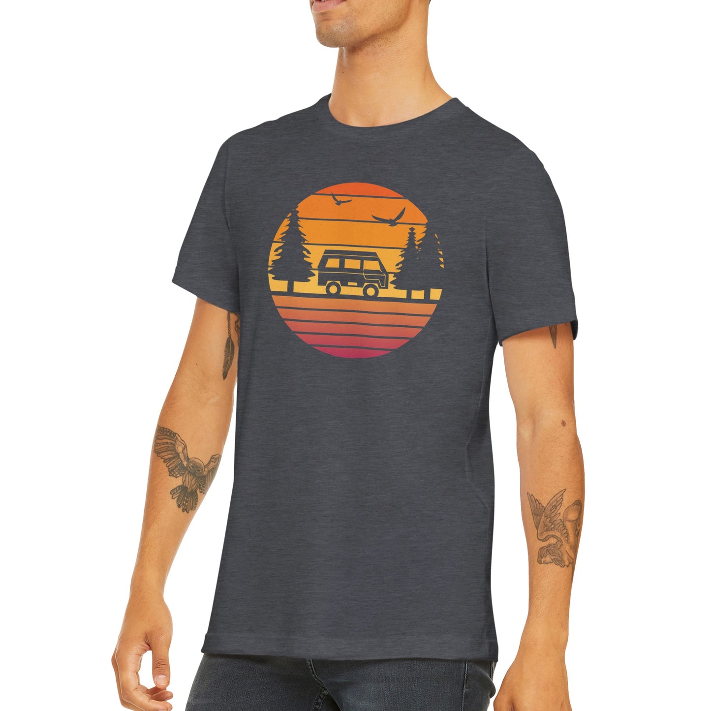 Camping Van Scene Silhouette - Classic Unisex Crewneck T-shirt