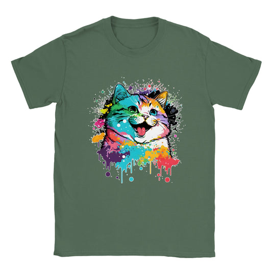 Happy Watercolor Cat - Classic Unisex Crewneck T-shirt