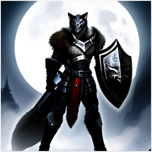 Wolf Knight in front of a Full moon - Classic Matte Paper Poster