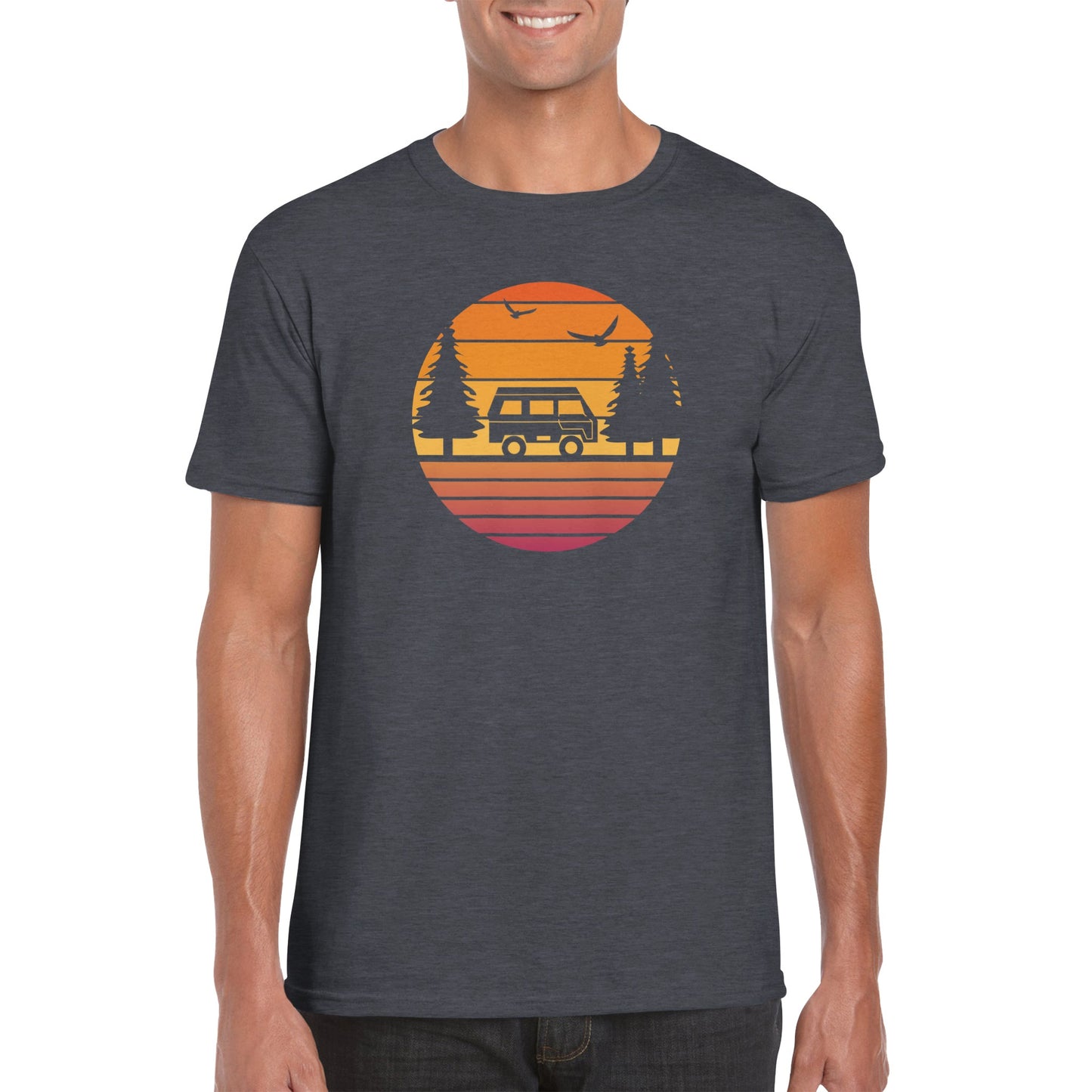 Camping Van Scene Silhouette - Classic Unisex Crewneck T-shirt