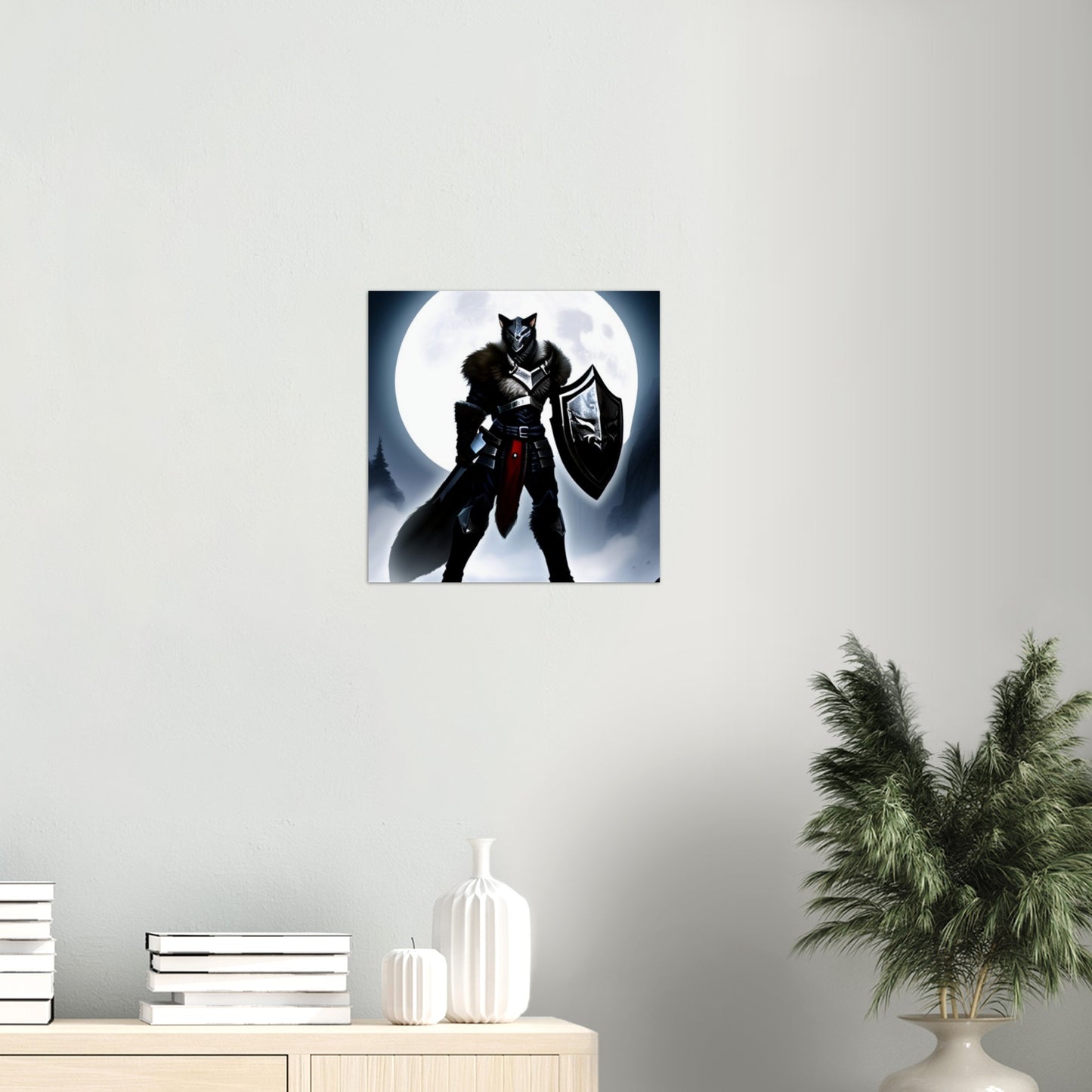 Wolf Knight in front of a Full moon - Classic Matte Paper Poster
