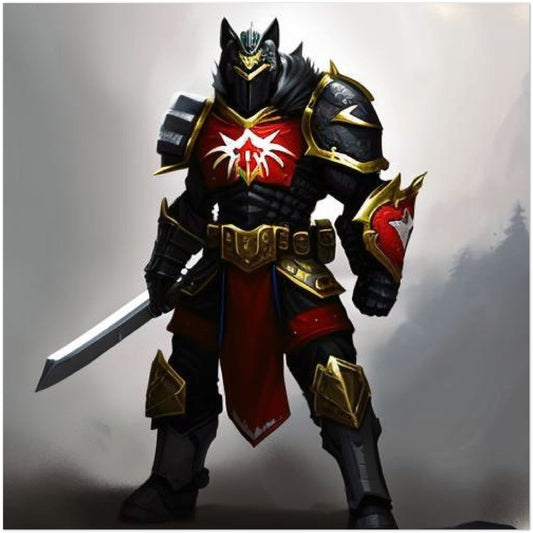 Wolf Knight Gold Trim Armor With Red Accessories - Classic Matte Paper Poster